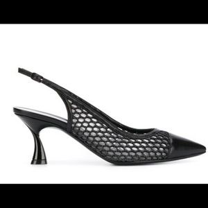 NWT Casadei Chanel Mesh Fishnet Slingback Pump 37.5